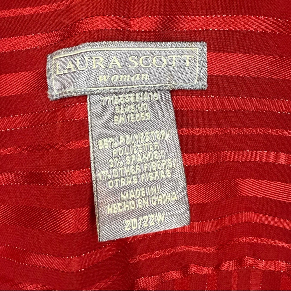 Laura Scott Woman size 20/22 Red Striped Button-Up Shirt - Picture 2 of 7